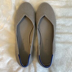 Rothy's Silver Metallic Knit Round Toe Slip-On Flats 9W